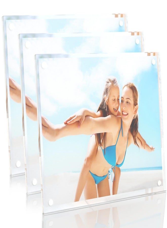 HELPLEX Picture Frames, 3 Pack 8x10 inch Acrylic Picture Frame Clear 8 x 10 Photo Frames Magnetic Picture Frames Ready for Tabletop Display, Effectively Protect Photos from Fading and Yellowing - Image 1